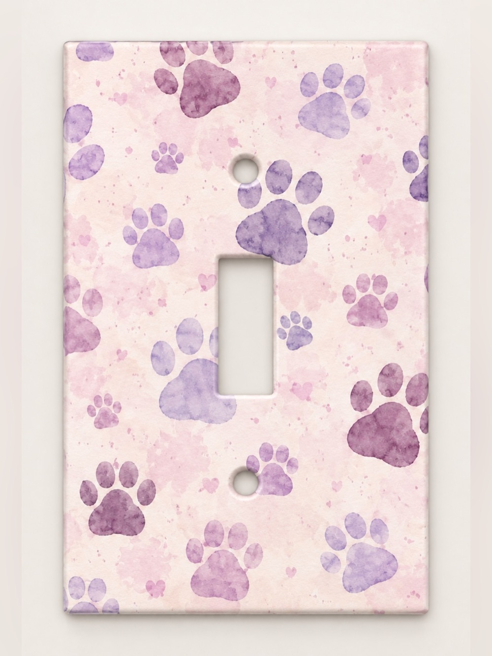 Pink Purple Paw Print Dog Cat Pet Toggle Light Switch Cover Plate